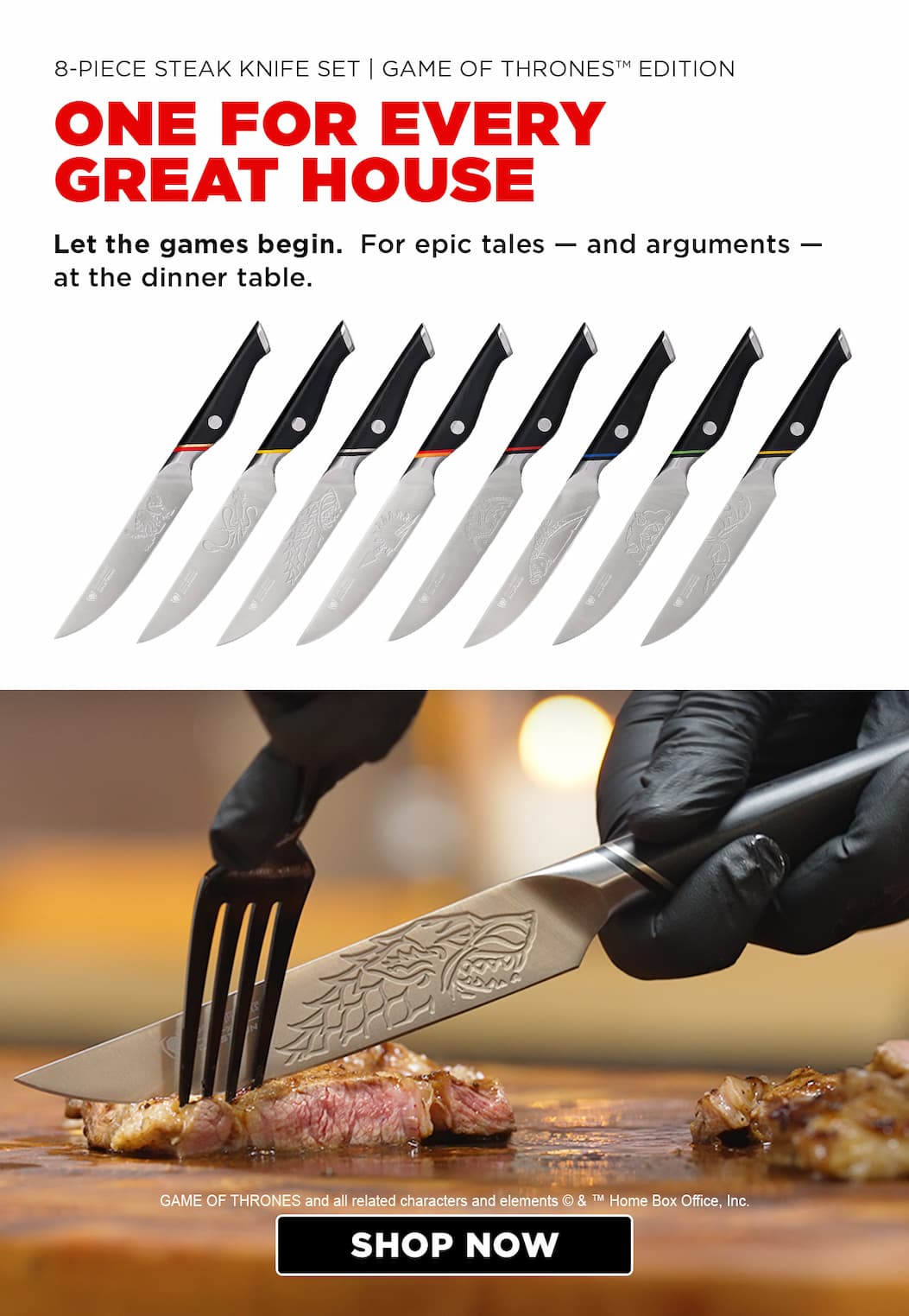 8 Piece Steak Knife Set | Game of Thrones Edition