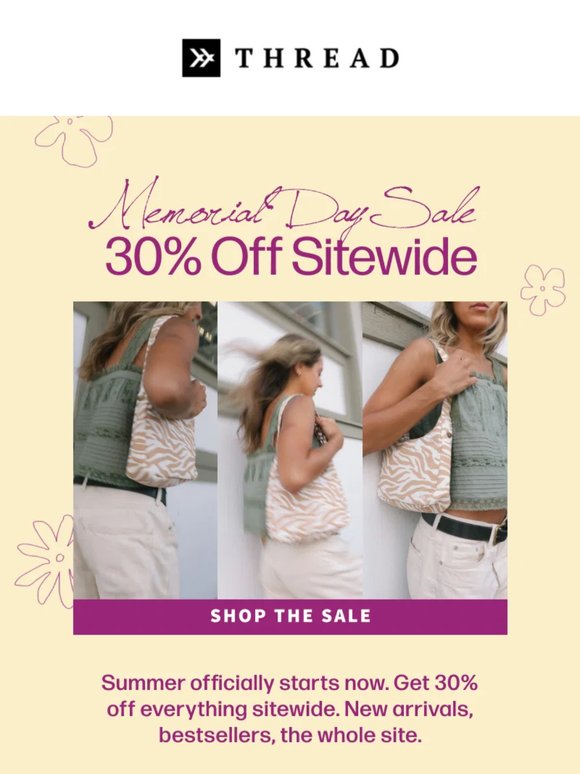 Memorial Day: 30% off sitewide
