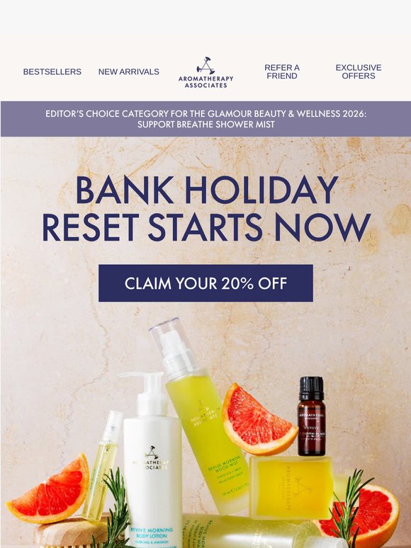 Enjoy 20% Off Sitewide this Bank Holiday