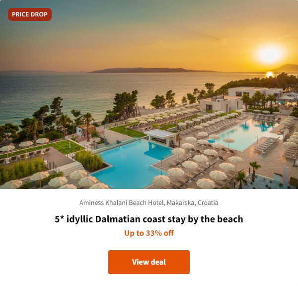 5* idyllic Dalmatian coast stay by the beach