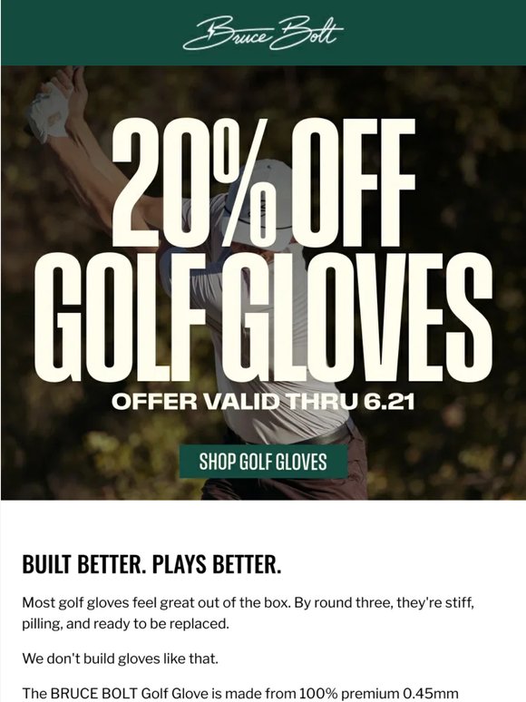 The best golf glove you've ever worn. 20% off.