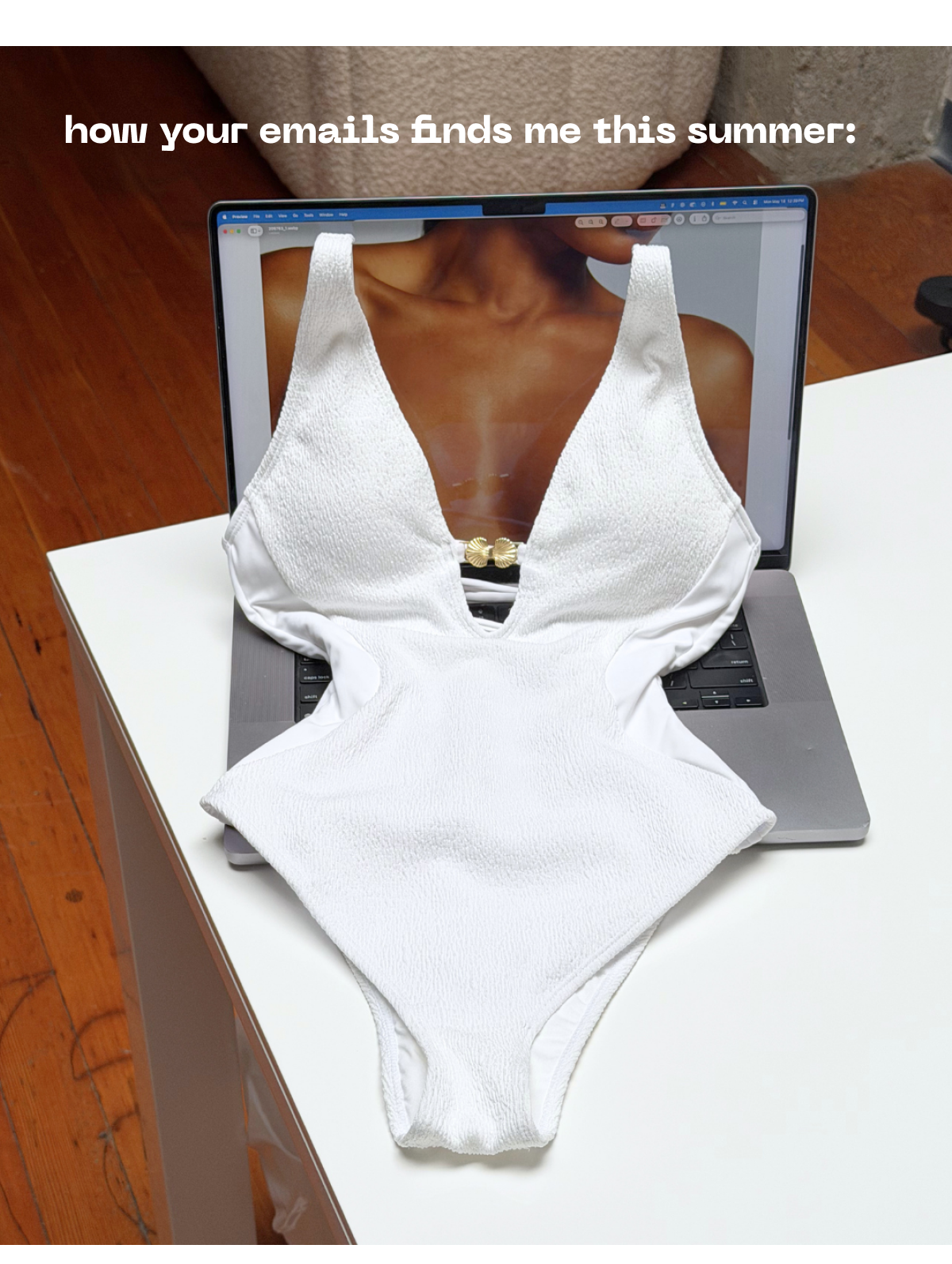 Brazilian Plungey Keyhole in Crinkle White