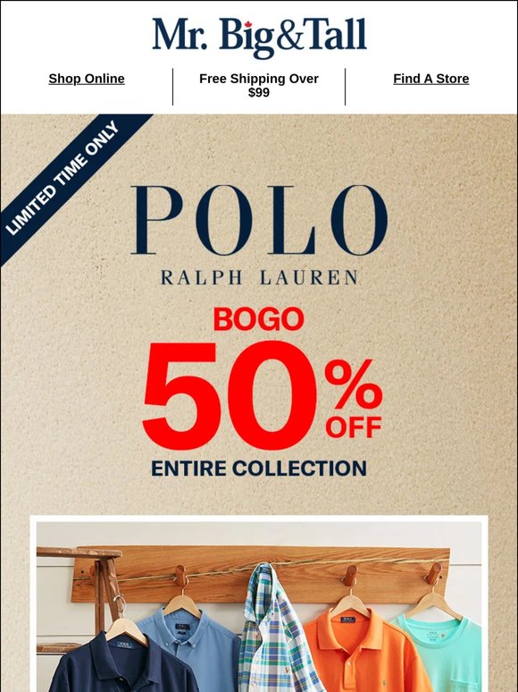 STARTS TODAY: The iconic style of Polo Ralph Lauren now BOGO 50% off