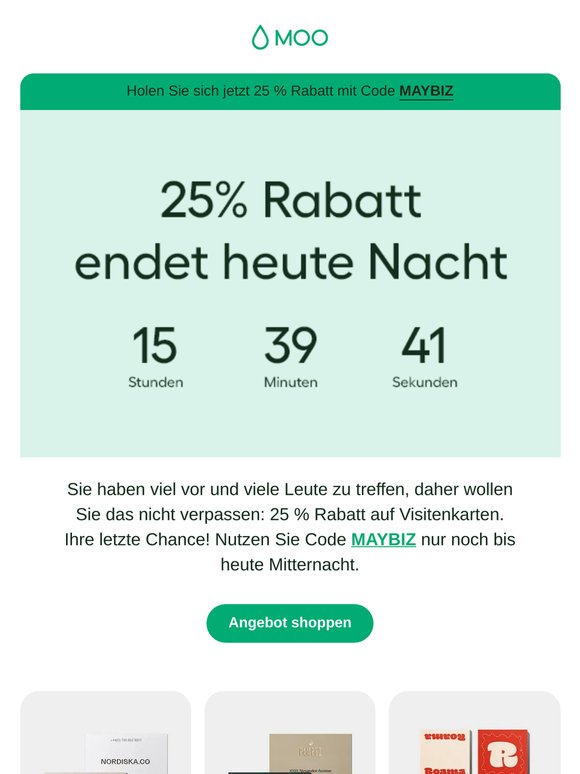 25 % Rabatt endet heute Nacht ⏰