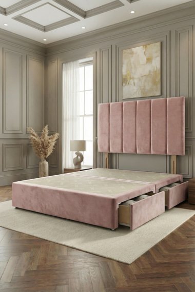 Austin Divan Bed with 2 Storage Drawers and Headboard Velvet