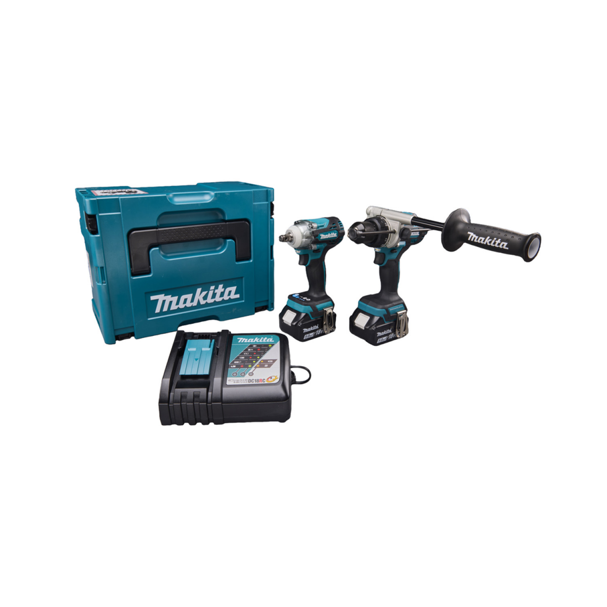 Makita DLX2590TJ Kit combiné perceuse à percussion (DHP492) et clé à chocs (DTW300) 18 V Li-ion (2 batteries 5,0 Ah) dans une Mbox