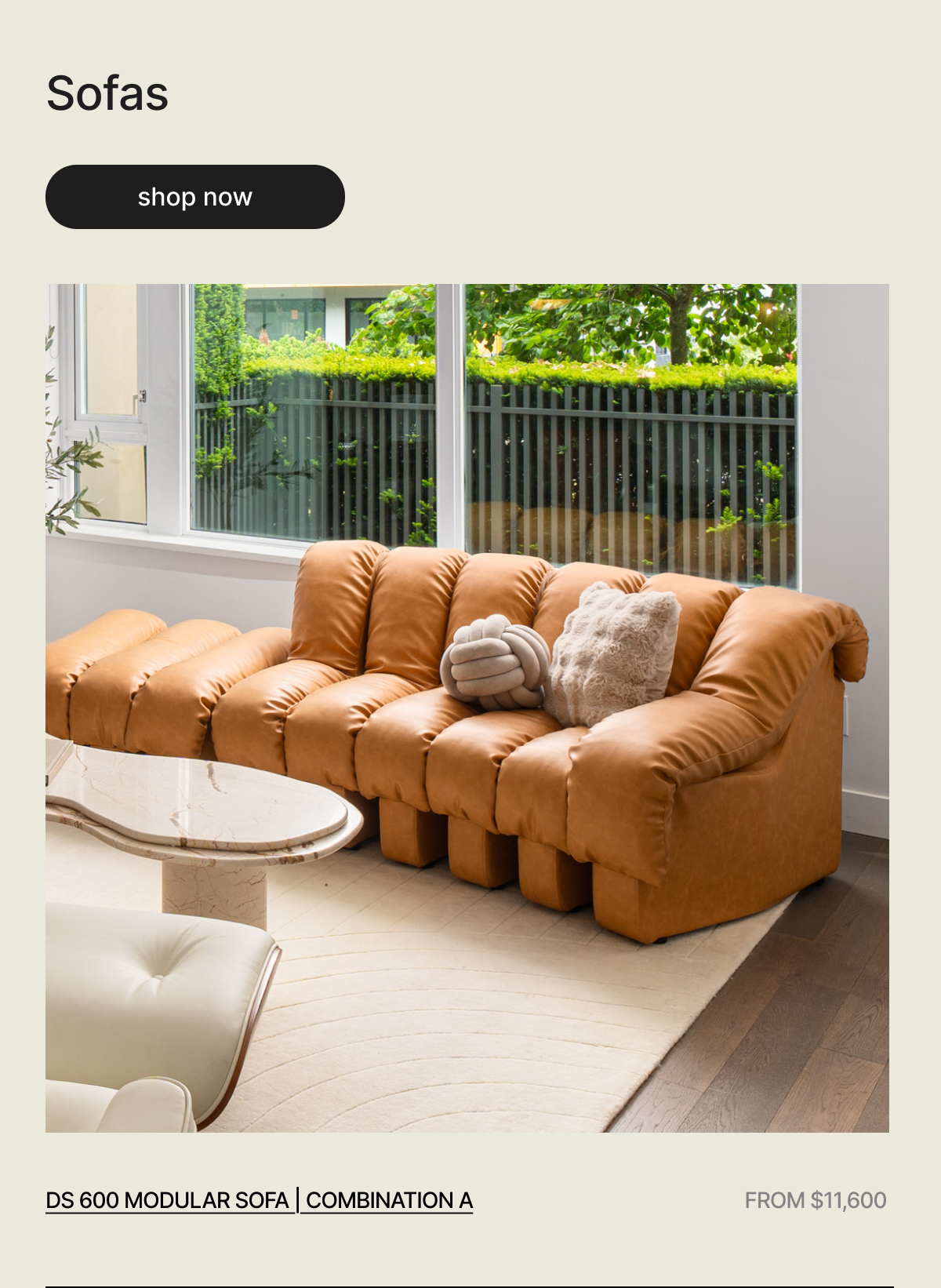 The indoor counterpart, an icon reshaping rooms since 1972 with a continuous and adaptable form - DS 600 MODULAR SOFA | COMBINATION A - FROM $11,600