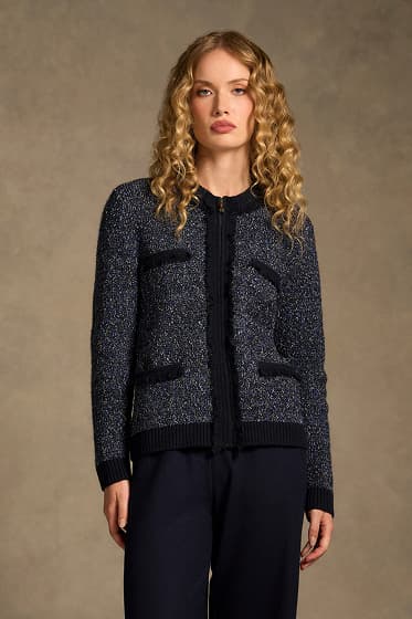 Shop The Textured Knit Jacket - Blue Multi