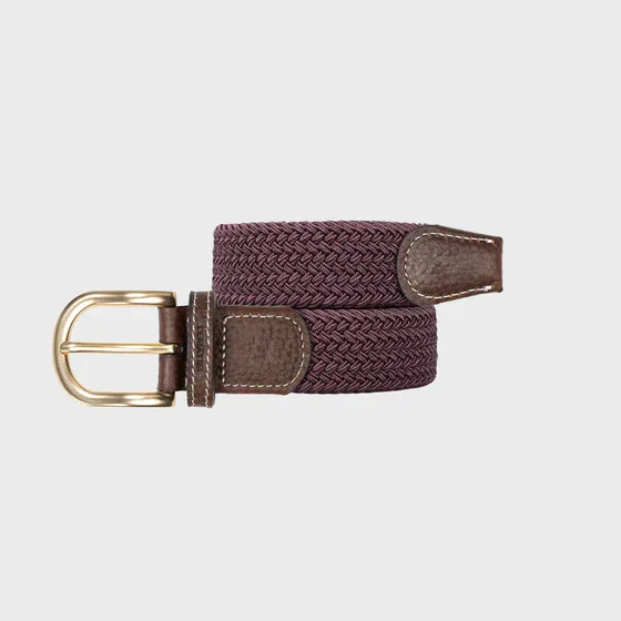 Ceinture tressée élastique unie femme - Bordeaux