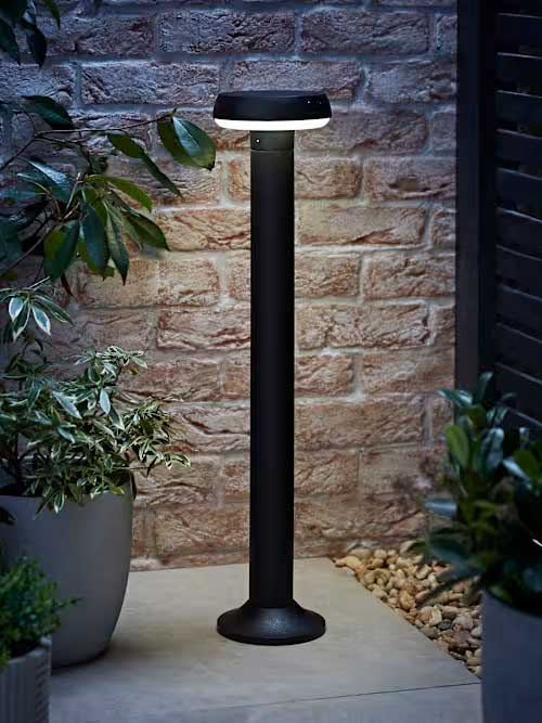 Matte Black Solar Bollard Post Light