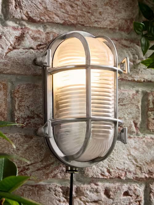 Bow IP64 Brushed Chrome Oval Bulkhead Wall Light