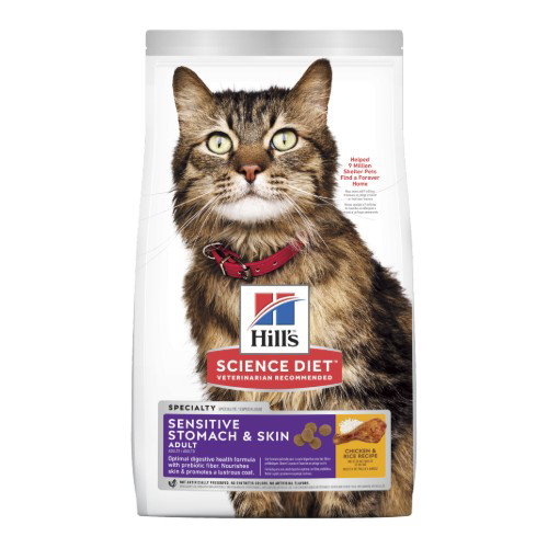 Image of Hills Science Diet Adult Sensitive Stomach and Skin Dry Cat Food 7.03kg