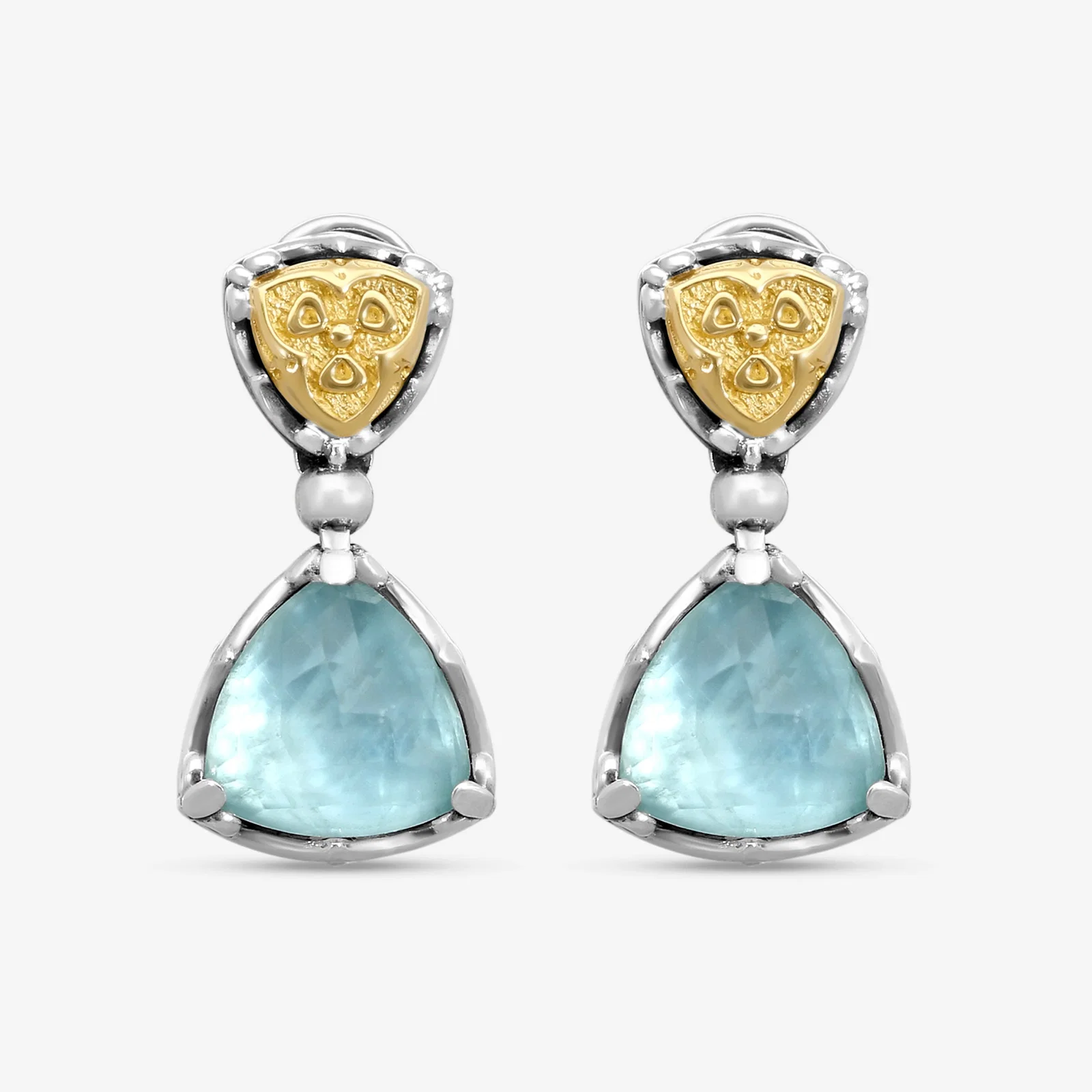 Image of Konstantino Gen K 2 Sterling Silver & 18K Yellow Gold Aquamarine Earrings SKMK32