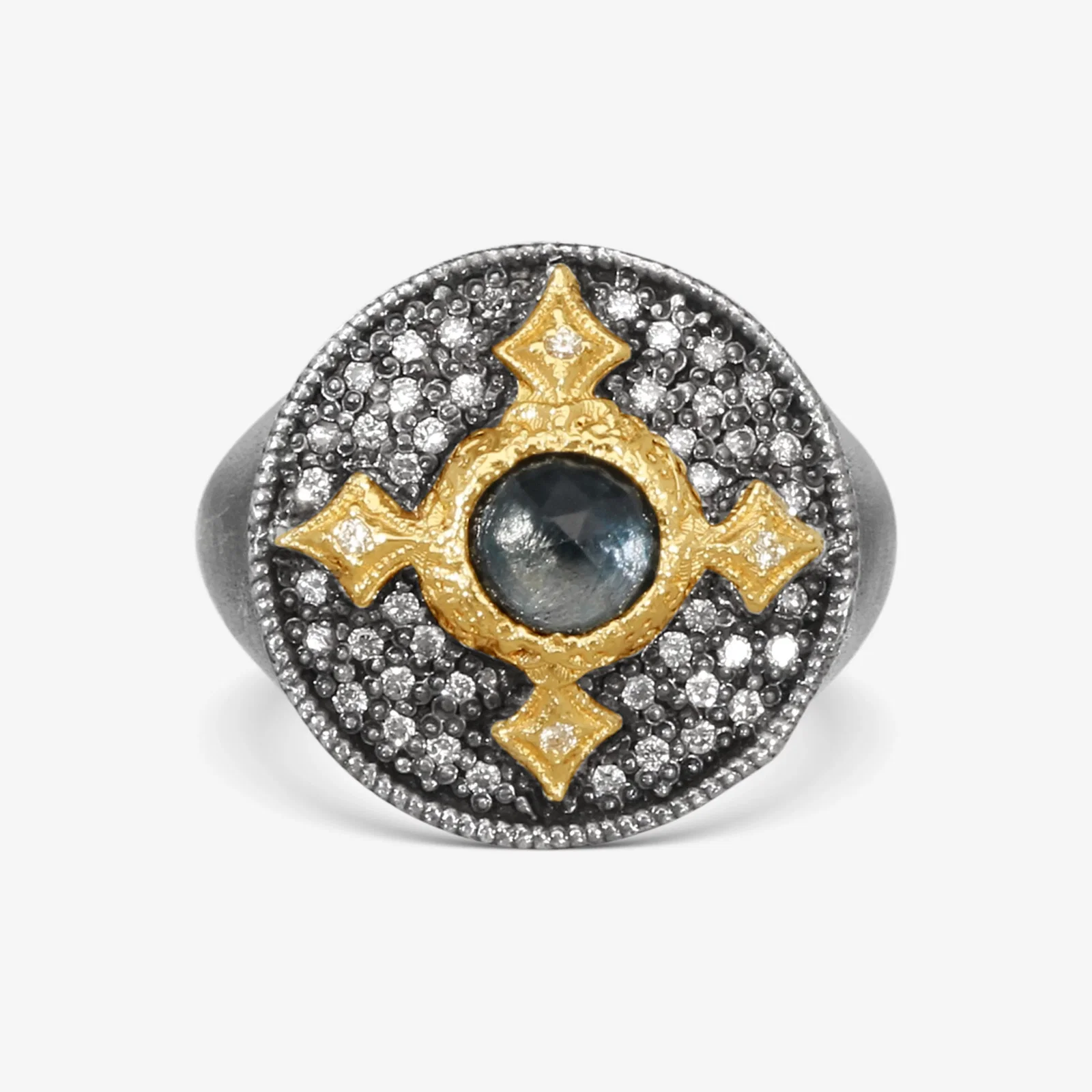 Image of Armenta 18K Yellow Gold & Grey Sterling Silver Multi-Stone Ring Sz. 6.5 21483