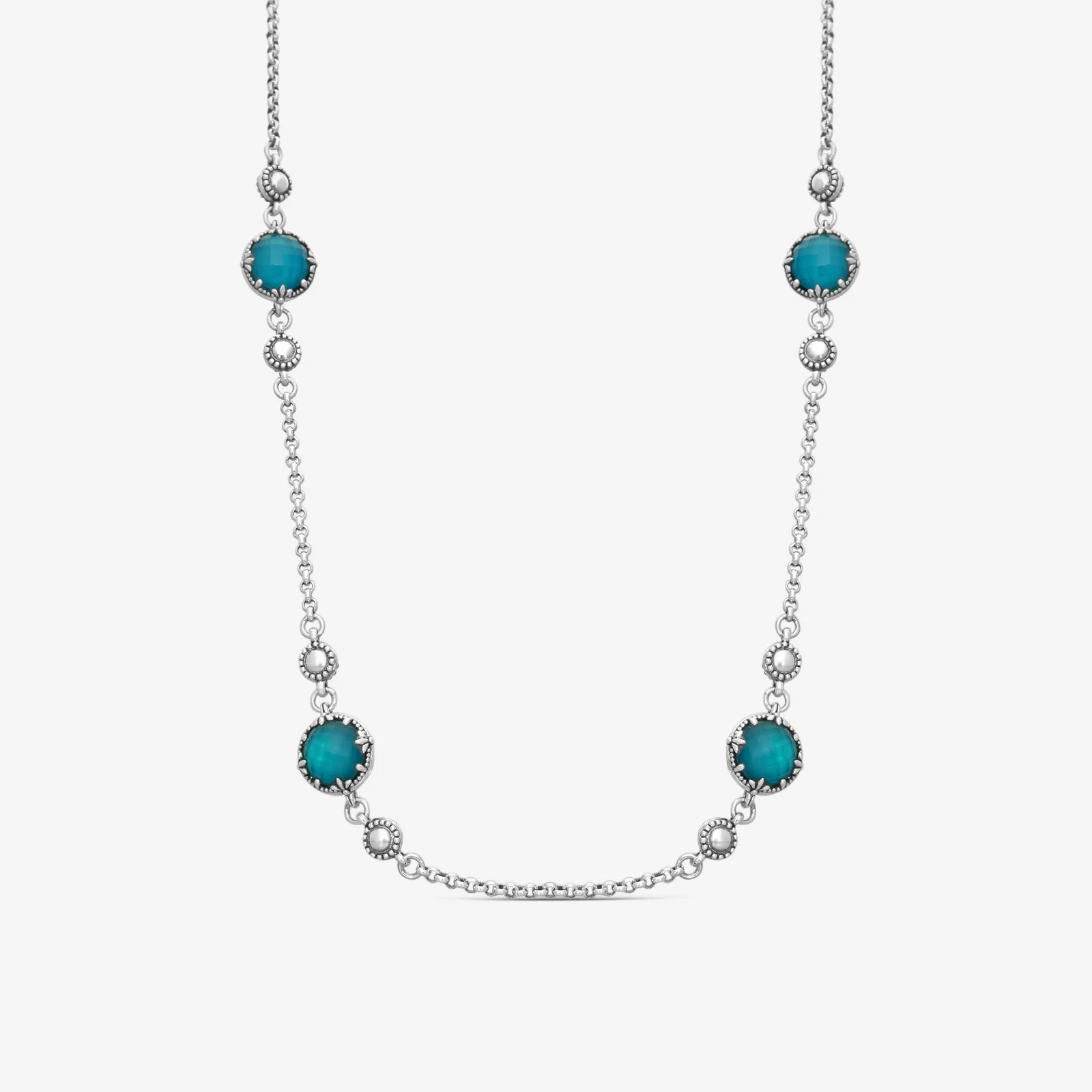 Image of Konstantino Gen K 2 Sterling Silver Blue Spinel Necklace KOKJ503-131-650-22 4U