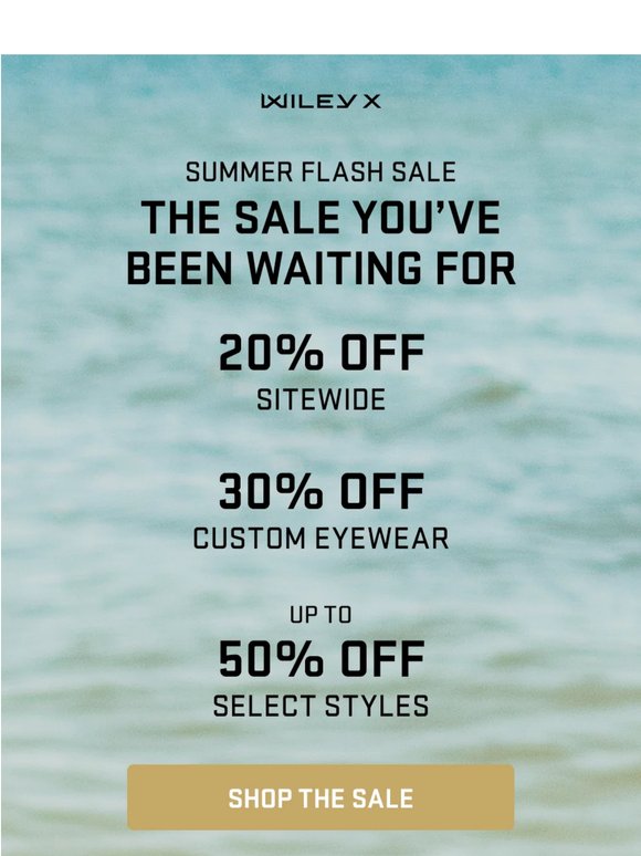 Save 20% sitewide, 30% off custom eyewear, and up to 50% off select styles.