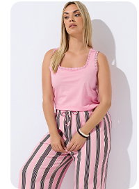 LIMITED COLLECTION Roze gestreepte broek met wijde pijpen