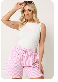 YOURS roze gestreepte shorts