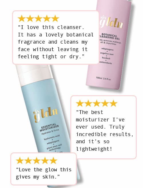 Six Gldn skincare Essential Moisturizer + Botanical Cleanser 5-star reviews