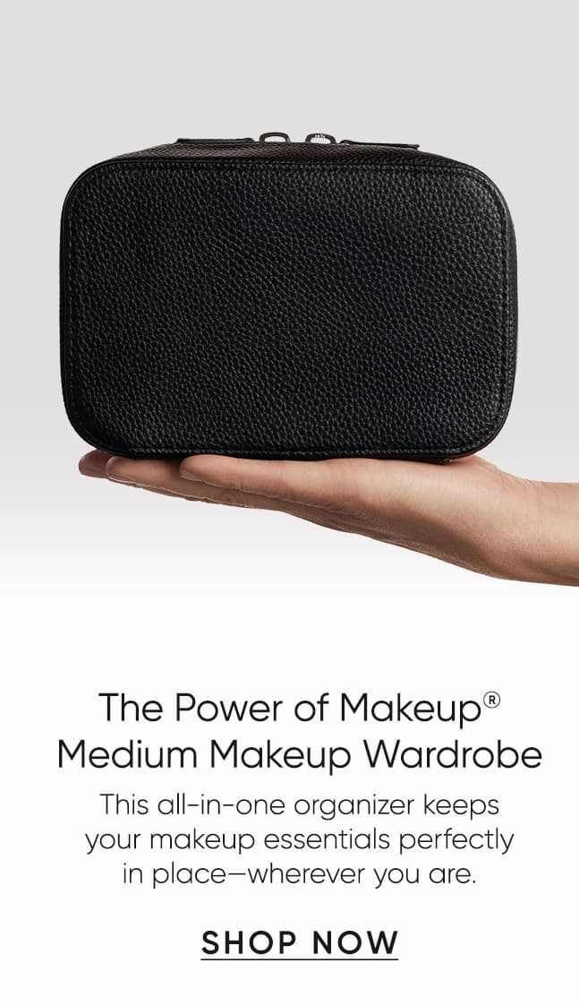 The Power of Makeup® Medium Makeup Wardrobe–This all-in-one organizer keeps  your makeup essentials perfectly in place—wherever you are. |  SHOP NOW