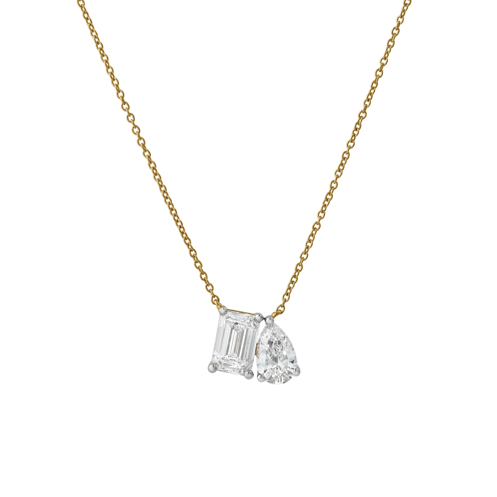 Image of Aurelia 14K Yellow Gold Lab Grown Diamond Toi Et Moi Necklace – 2 Ct