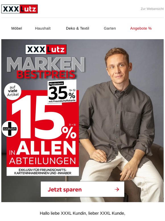 Marken-Bestpreise sichern: bis zu 35 % + 15 % Vorteil in allen Abteilungen 🛋️✨
