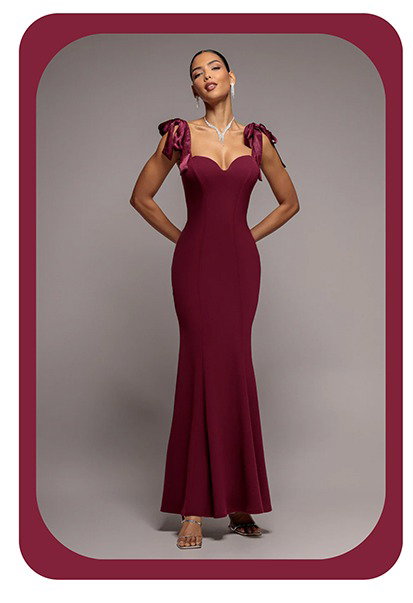Multiway Bow Velvet Satin Sweetheart Maxi Dress