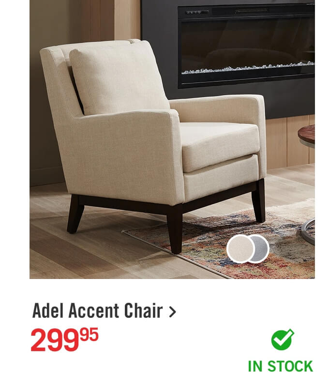 Adel Linen-Look Fabric Accent Chair .