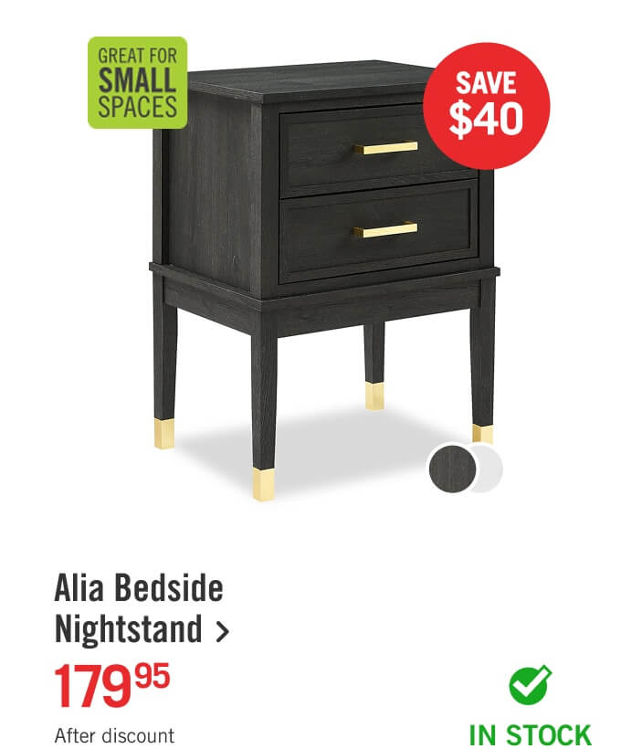 Alia Bedside 2-Drawer Nightstand.