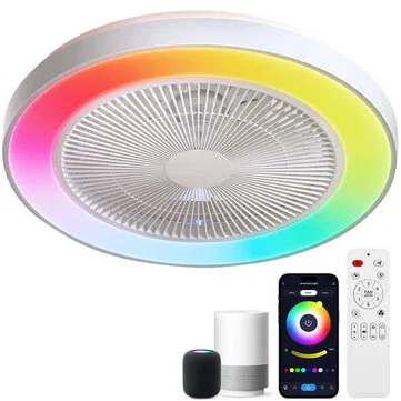 BlitzWill® BW-CFL5 Smart RGB Ceiling Fan Light Dimmable 4800LM 6-Speed Quiet DC Motor Remote & APP Control Works With Alexa & Google Voice Control