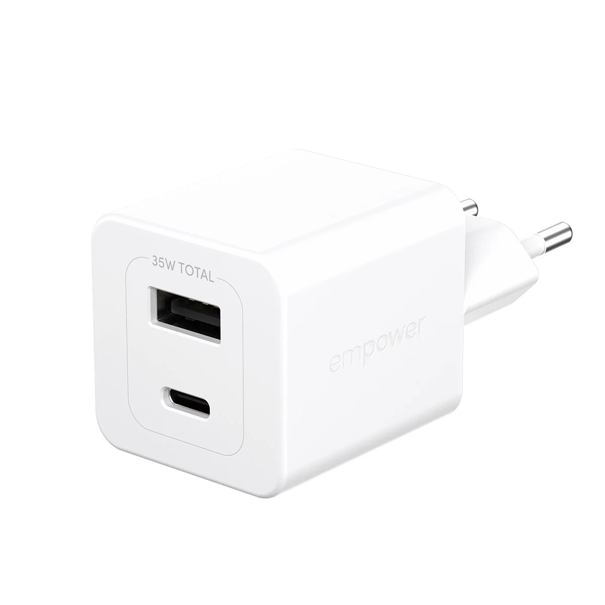 Image of empower™ by PanzerGlass® Turbo 35W Ladegarät inkl. USB-C + USB-A | EU Anschluss | Silber Weiss
