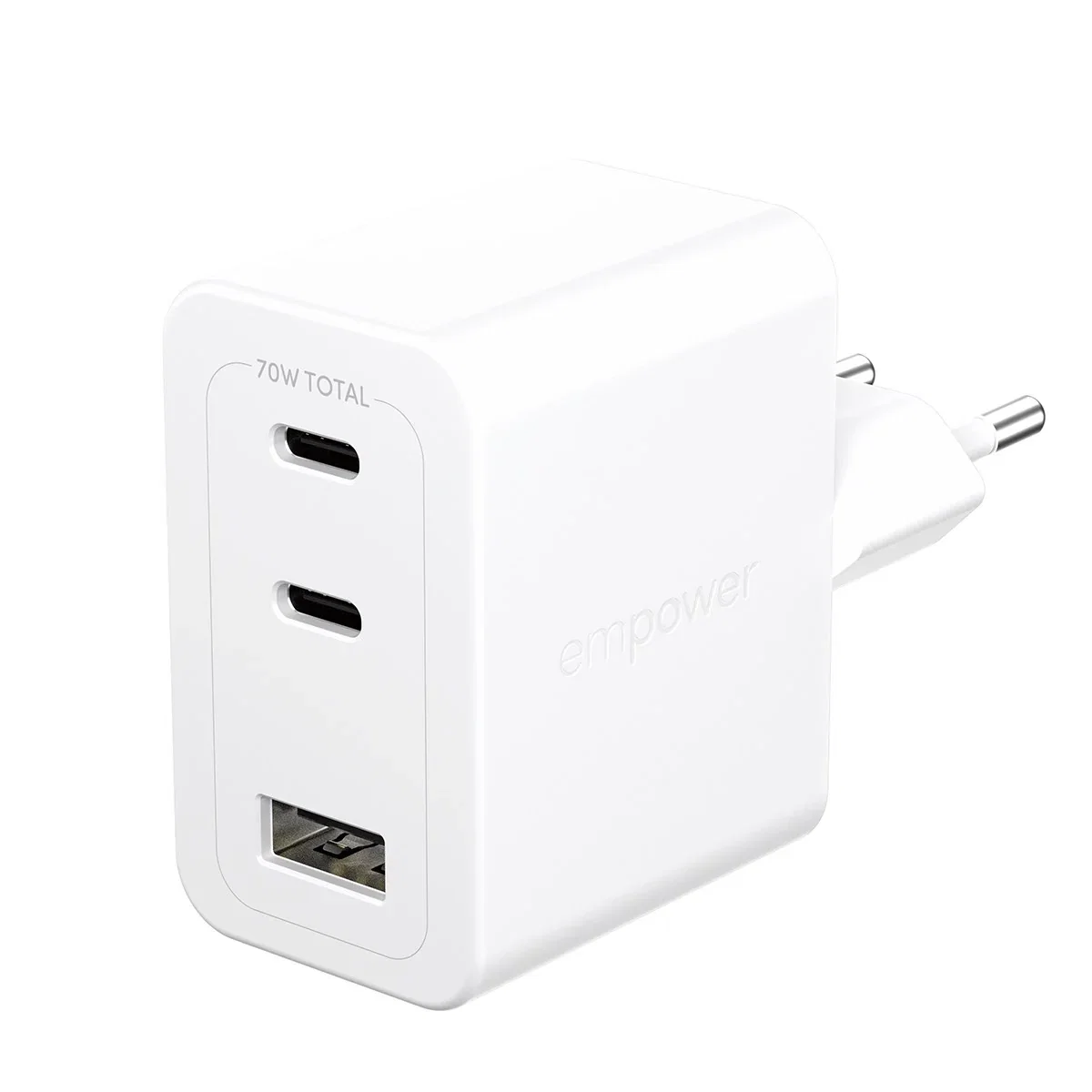 Image of Turbo 70W Multiple Ladegarät inkl. 2 x USB-C + USB-A | EU Anschluss | Silber Weiss