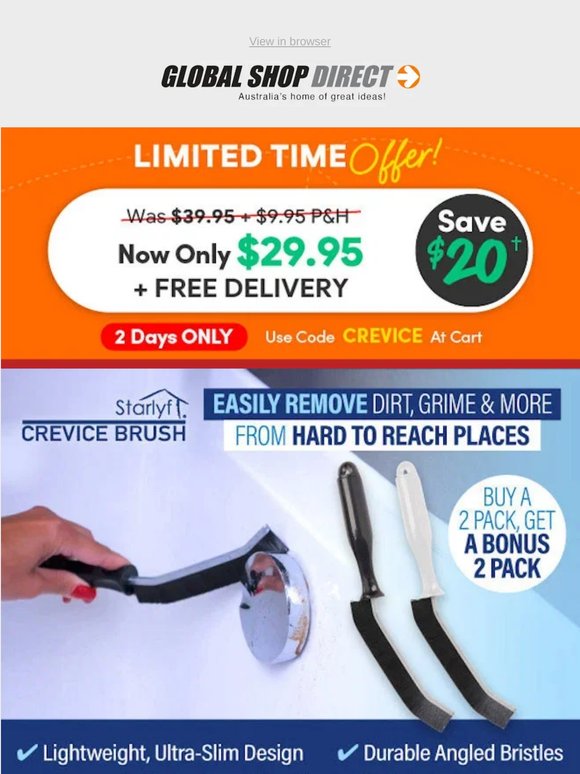 Get Starlyf Crevice Brush for $29.95 & Free Delivery | Save $20