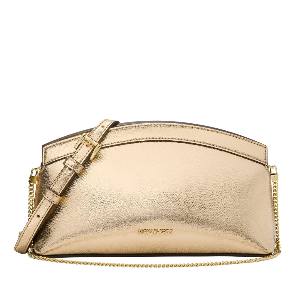 MICHAEL Michael Kors Sm Dome Chn Clutch Xbody Pale Gold