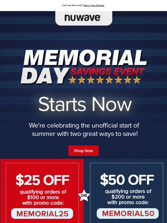 Memorial Day Savings Start Now