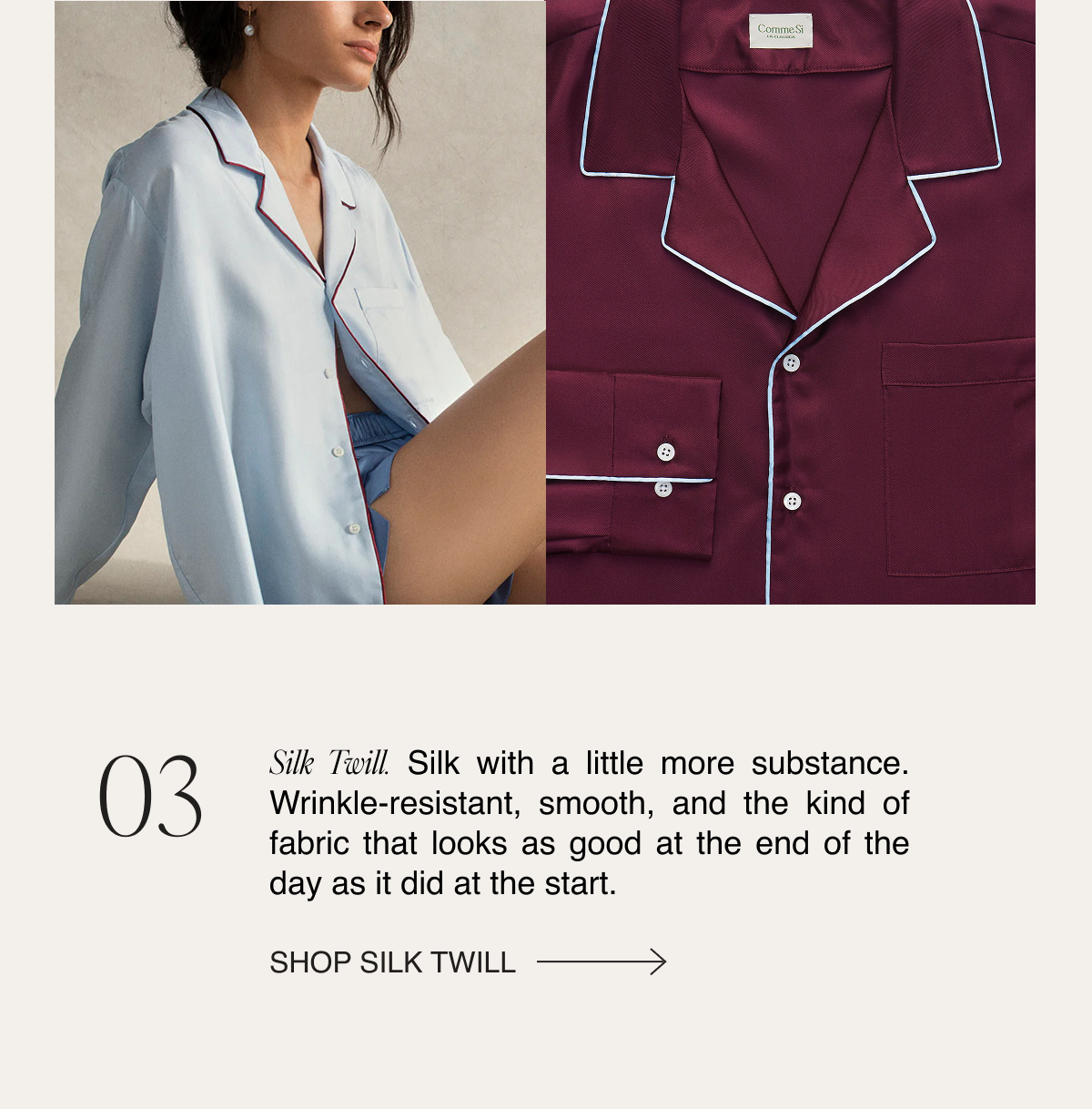 Piped Silk Twill