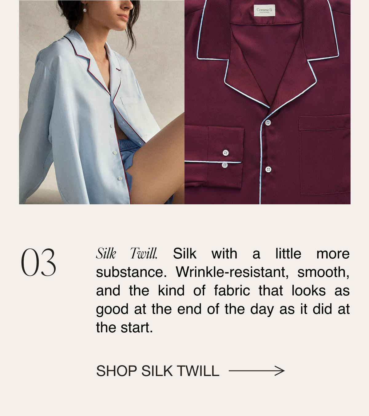 Piped Silk Twill