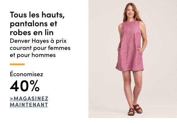 Tous les hauts, pantalons et robes en lin Denver Hayes à prix courant pour femmes et pour hommes économisez 40%