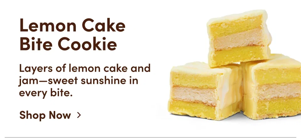 Lemon Cake Bite Cookie. Layers of lemon cake and jam—sweet sunshine in every bite.