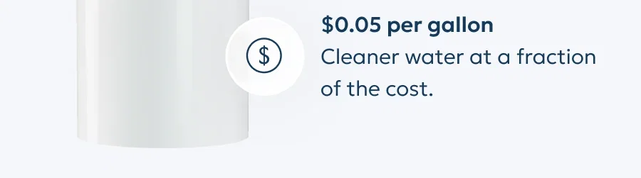 $0.05 per gallon Cleaner water at a fraction of the cost.