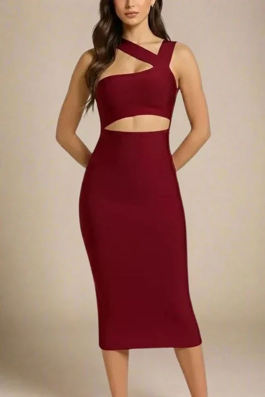 Molly Bandage Midi Dress - Red Wine