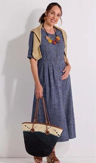 Cotton-blend Gingham Dress