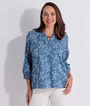 Relaxed Floral Broderie Top