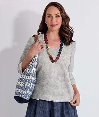 Linen-blend Stripe Top