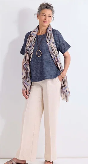 Wide Leg Linen-blend Trousers