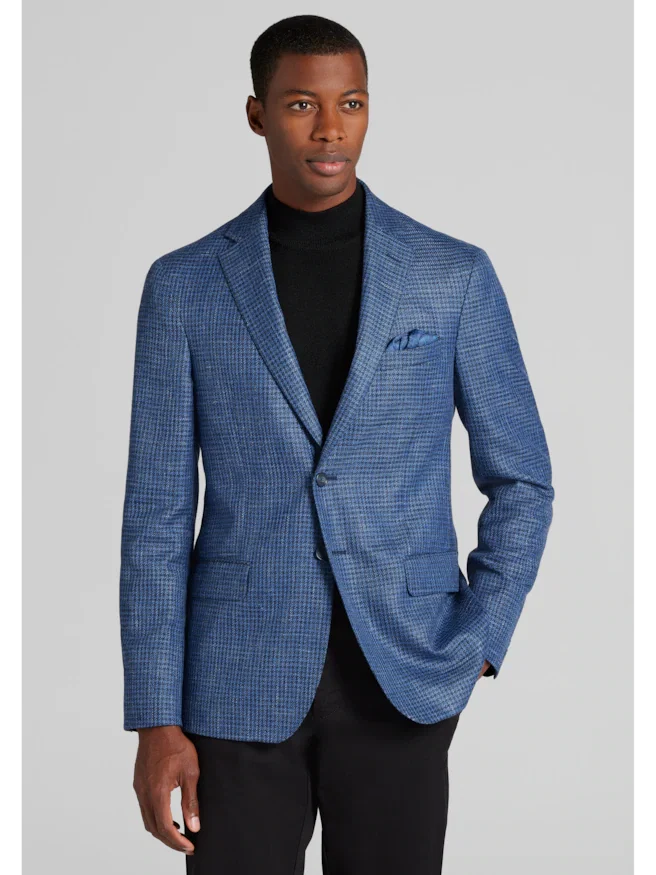 Reserve Collection Tailored Fit Wool-Silk Blend Check Sportcoat CLEARANCE