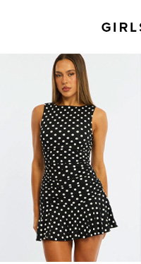 Black Polka Dot Mini Dress Boat Neck