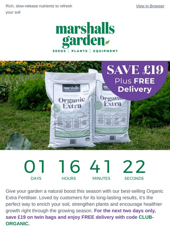 £19 off Organic Extra Plus Free Delivery