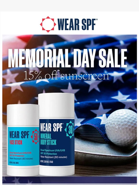 Memorial Day: 15% Off Sunscreen Starts Now ☀️