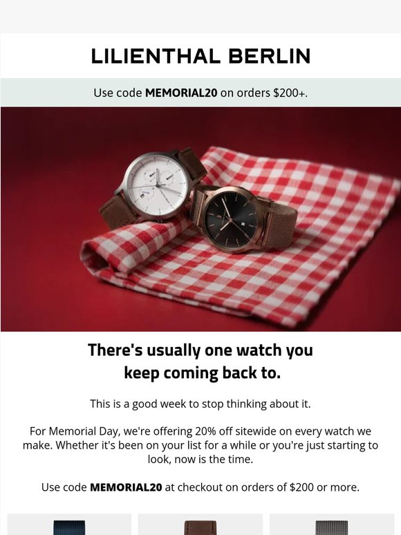 Memorial Day Sale: 20% off starts now.